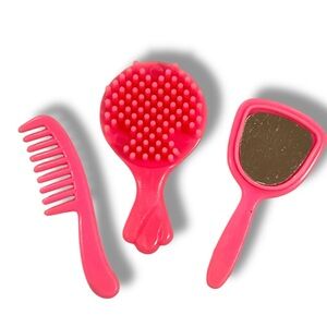 Vintage 80s Mattel Barbie Pink Mirror Comb and Brush Set EUC B-1